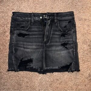 American Eagle Outfitters Black Distressed Mini Skirt